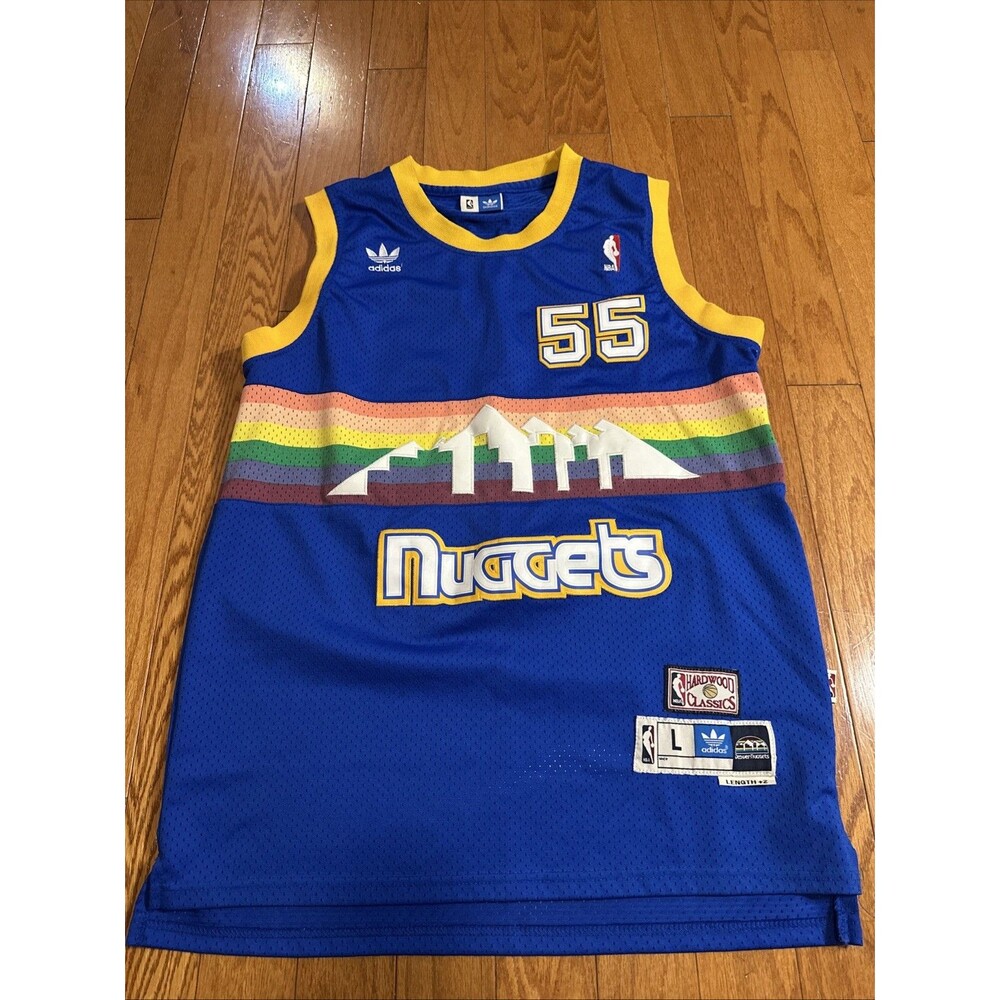 Denver Nuggets Basketball Jersey Mens Large NBA Dikembe Mutombo 55 Adidas -